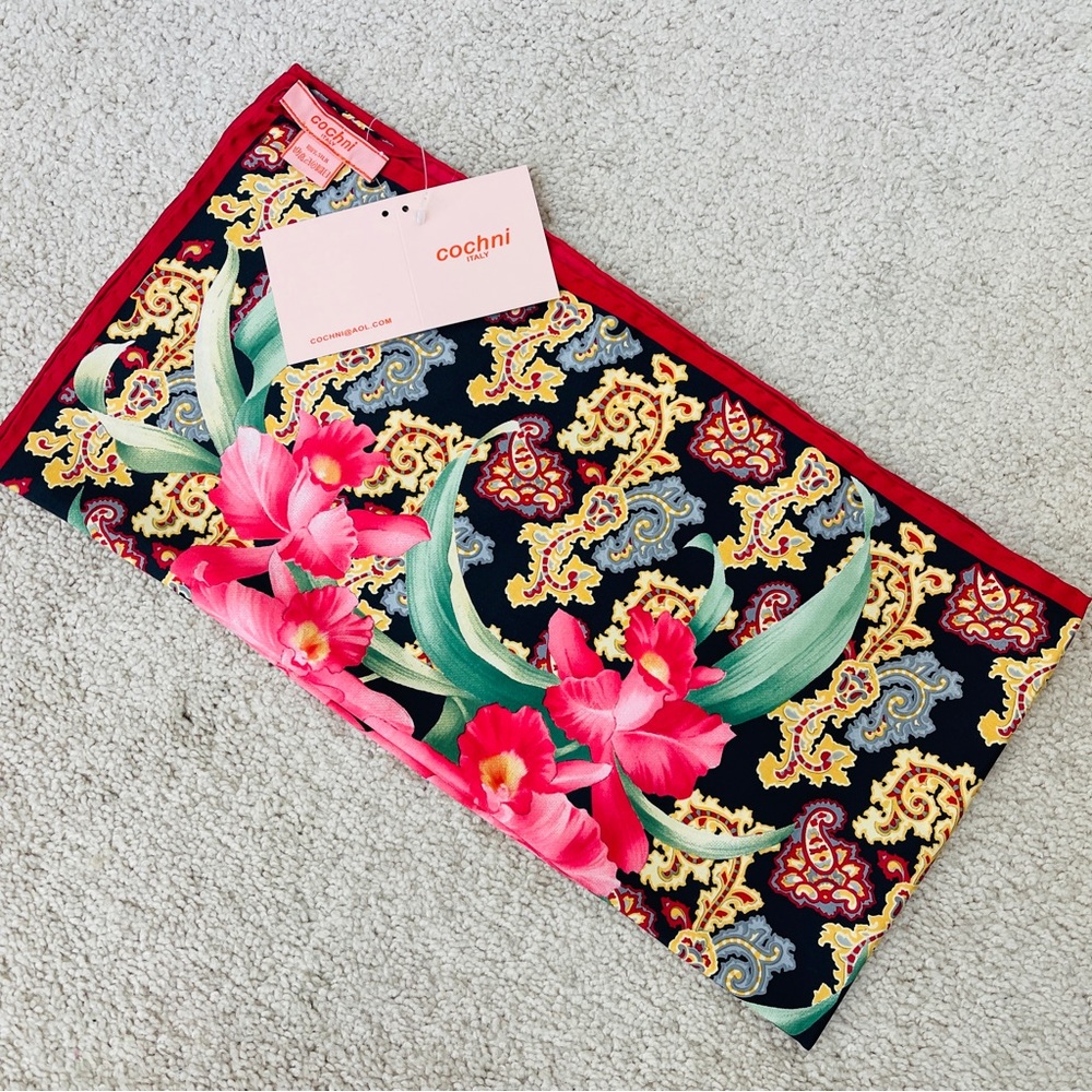 Vintage Italy cochni heavy silk Scarf NWT